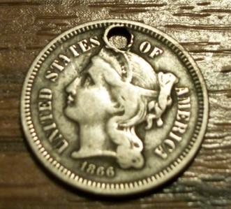 1866-3-Cent-Piece-That's-Holed
